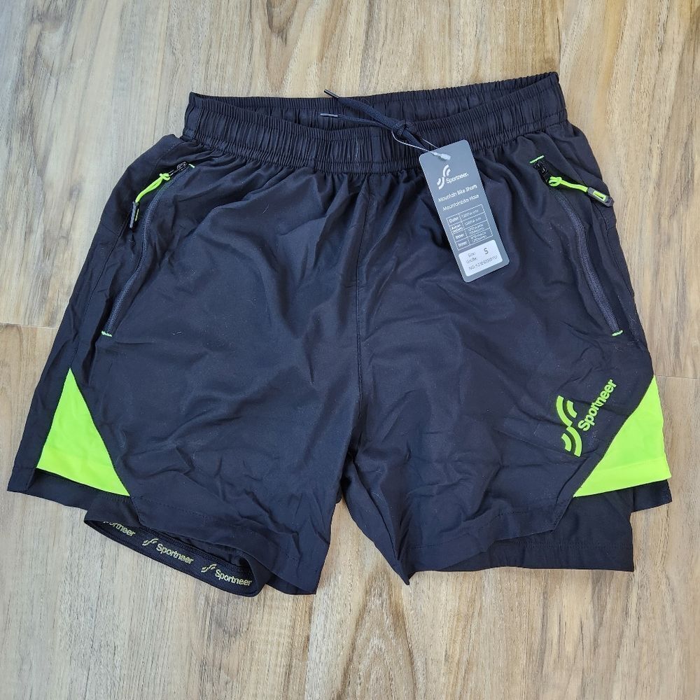 ☔️⏭️NWT Black & Neon Yellow Padded Bike Shorts Men's Small